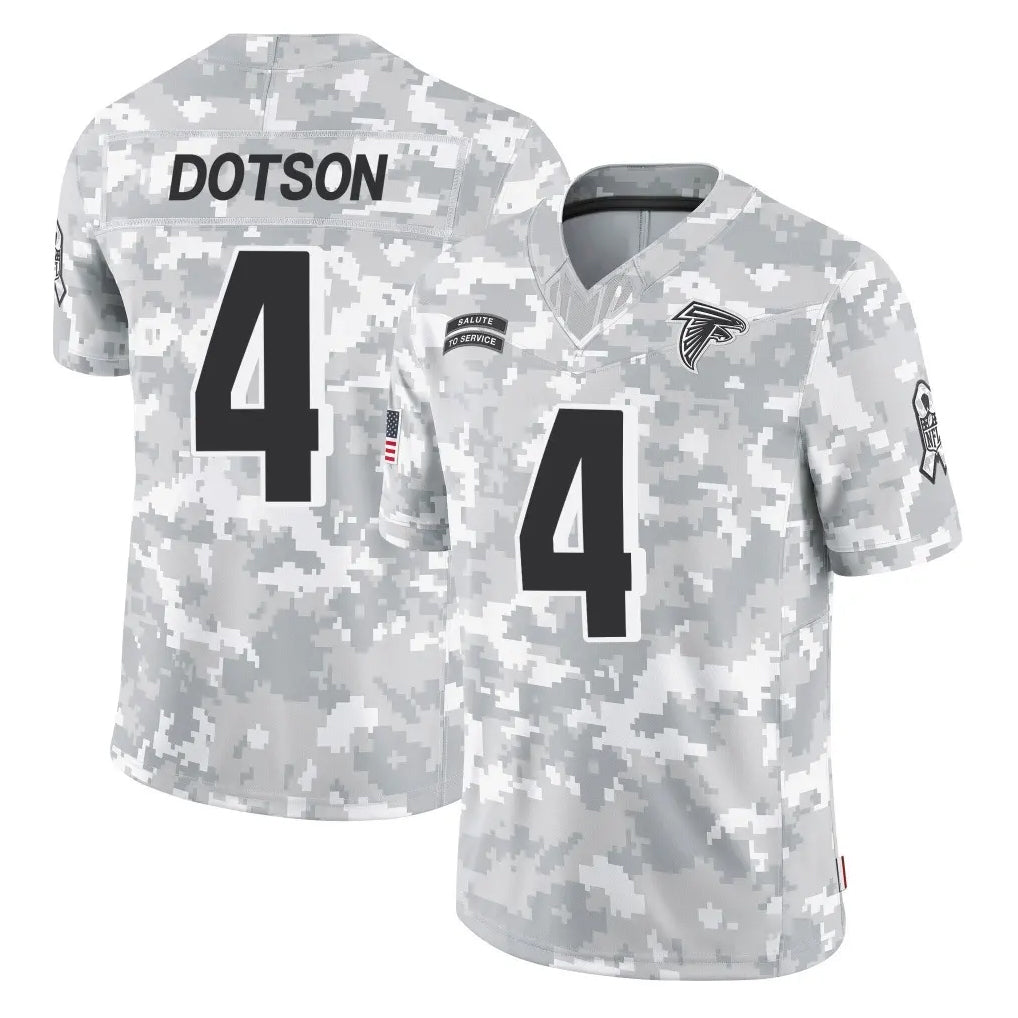 A.Falcons #4 Jahan Dotson Player Camo Salute to Service Limited Kdoa Stitched Jerseys