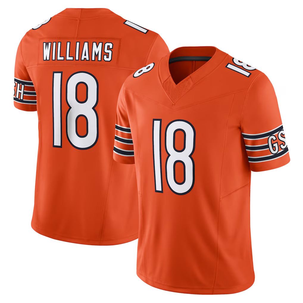 C.Bears #18 Caleb Williams Player Orange Vapor F.U.S.E. Limited Home Game Kdoa Stitched Jerseys