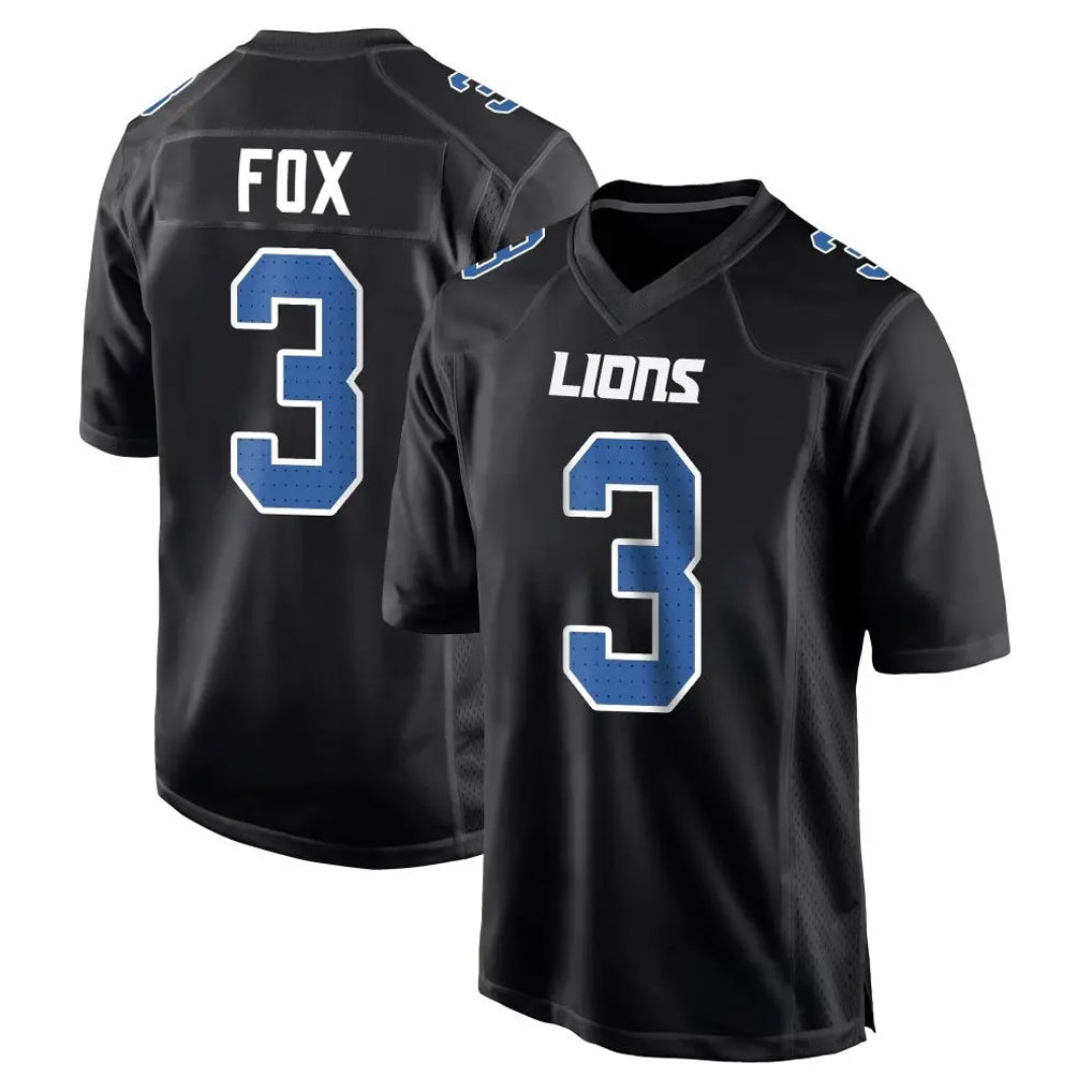 D.Lions #3 Jack Fox Player Black Fashion Home Game Kdoa Stitched Jerseys