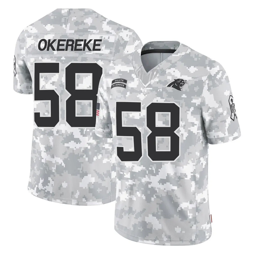 C.Panthers #58 Bobby Okereke Player Arctic Camo Salute to Service Limited Game Kdoa Stitched Jerseys
