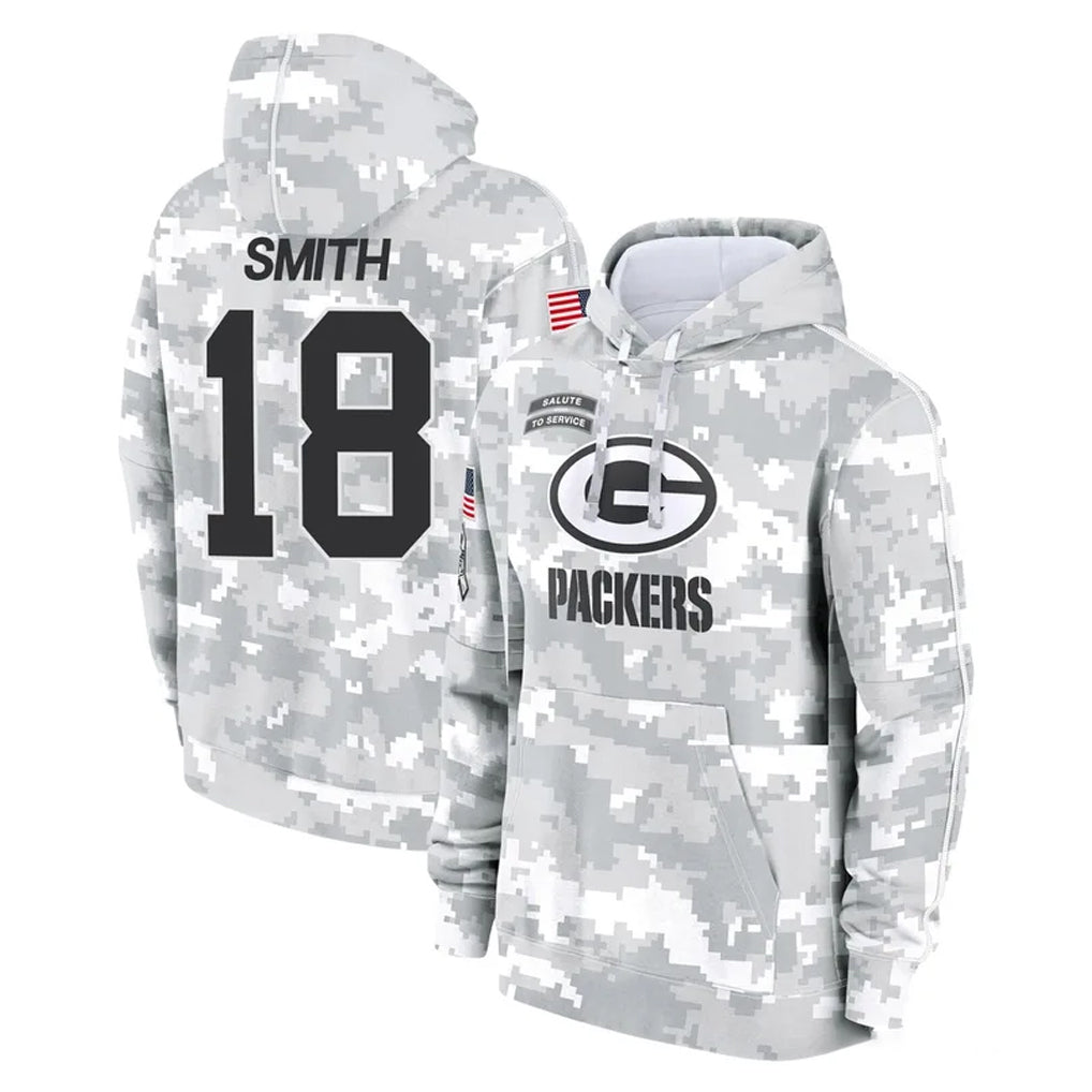 GB.Packers #18 Jonnu Smith Player Arctic Camo Salute to Service Hoodies Limited Game Kdoa Stitched Jerseys