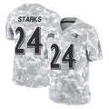 B.Ravens #24 Malaki Starks Player Arctic Camo Salute to Service Limited Kdoa Stitched Jerseys