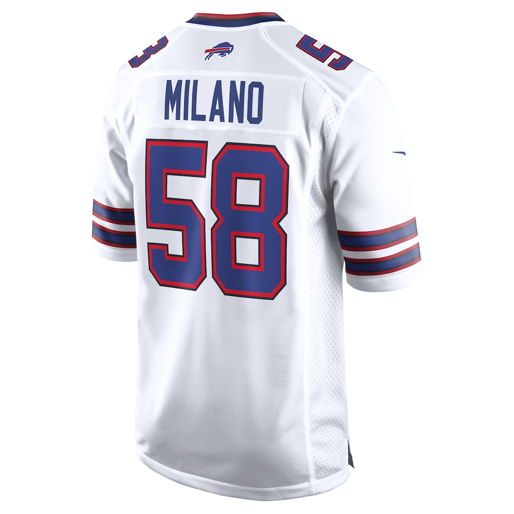 Kdoa B.Bills #58 Matt Milano White Away Game Player Jersey