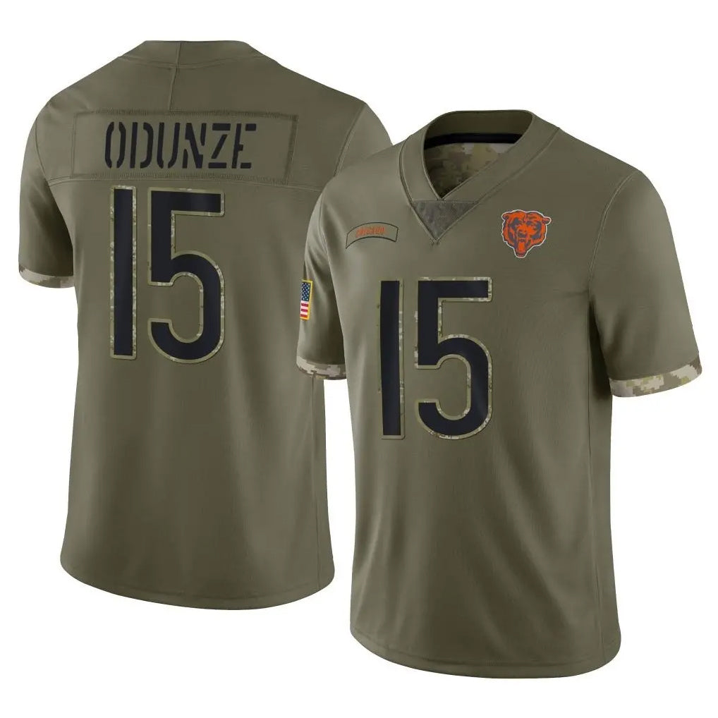 C.Bears #15 Rome Odunze Player Olive Salute to Service Limited Game Kdoa Stitched Jerseys
