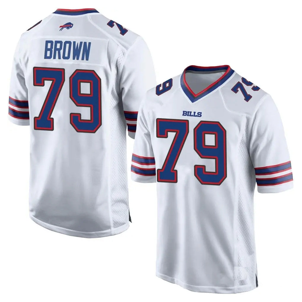 B.Bills #79 Spencer Brown Player White Home Game Kdoa Stitched Jerseys