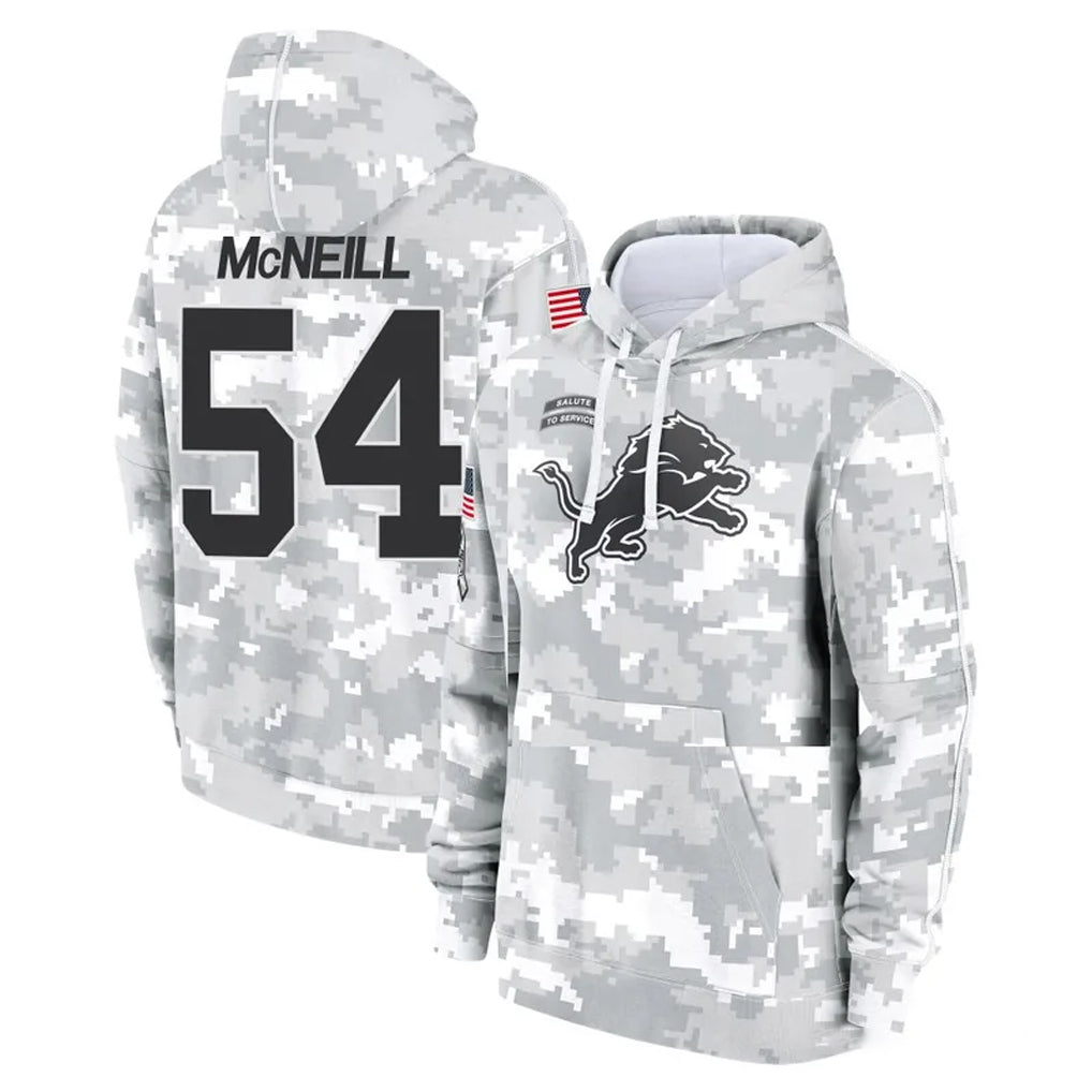 D.Lions #54 Alim McNeill Player Arctic Camo Salute to Service Hoodies Limited Game Kdoa Stitched Jerseys