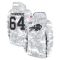 B.Bills #64 O'Cyrus Torrence Player Arctic Camo Salute to Service Hoodies Kdoa Stitched Jerseys