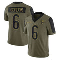 C.Bears #6 Kyler Gordon Player Olive Salute to Service Limited Kdoa Stitched Jerseys