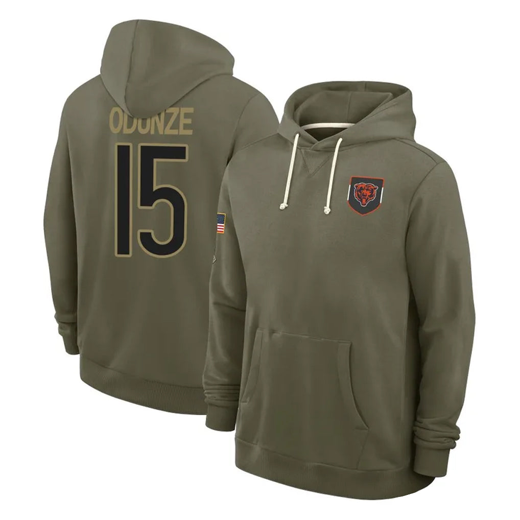 C.Bears #15 Rome Odunze Player Olive Salute to Service Pullover Hoodies Limited Kdoa Stitched Jerseys