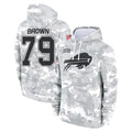 B.Bills #79 Spencer Brown Player Arctic Camo Salute to Service Hoodies Kdoa Stitched Jerseys