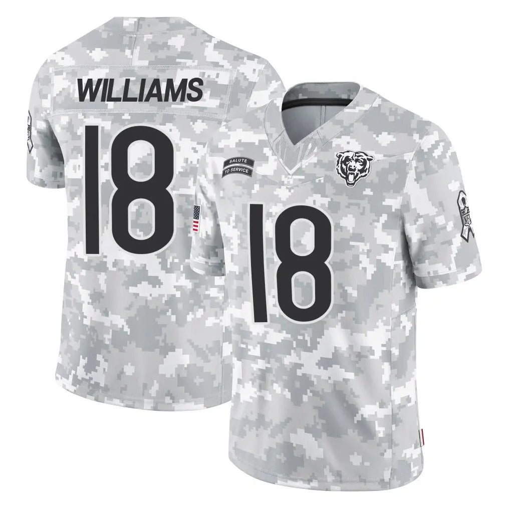 C.Bears #18 Caleb Williams Player Arctic Camo Salute to Service Limited Kdoa Stitched Jerseys