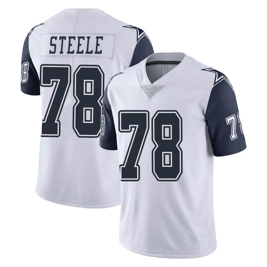 D.Cowboys #78 Terence Steele Player White-Navy Limited Color Rush Vapor Untouchable Home Game Xdoa Stitched Jerseys
