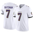 B.Ravens #7 Rashod Bateman Player White Vapor F.U.S.E. Limited Home Game Kdoa Stitched Jerseys