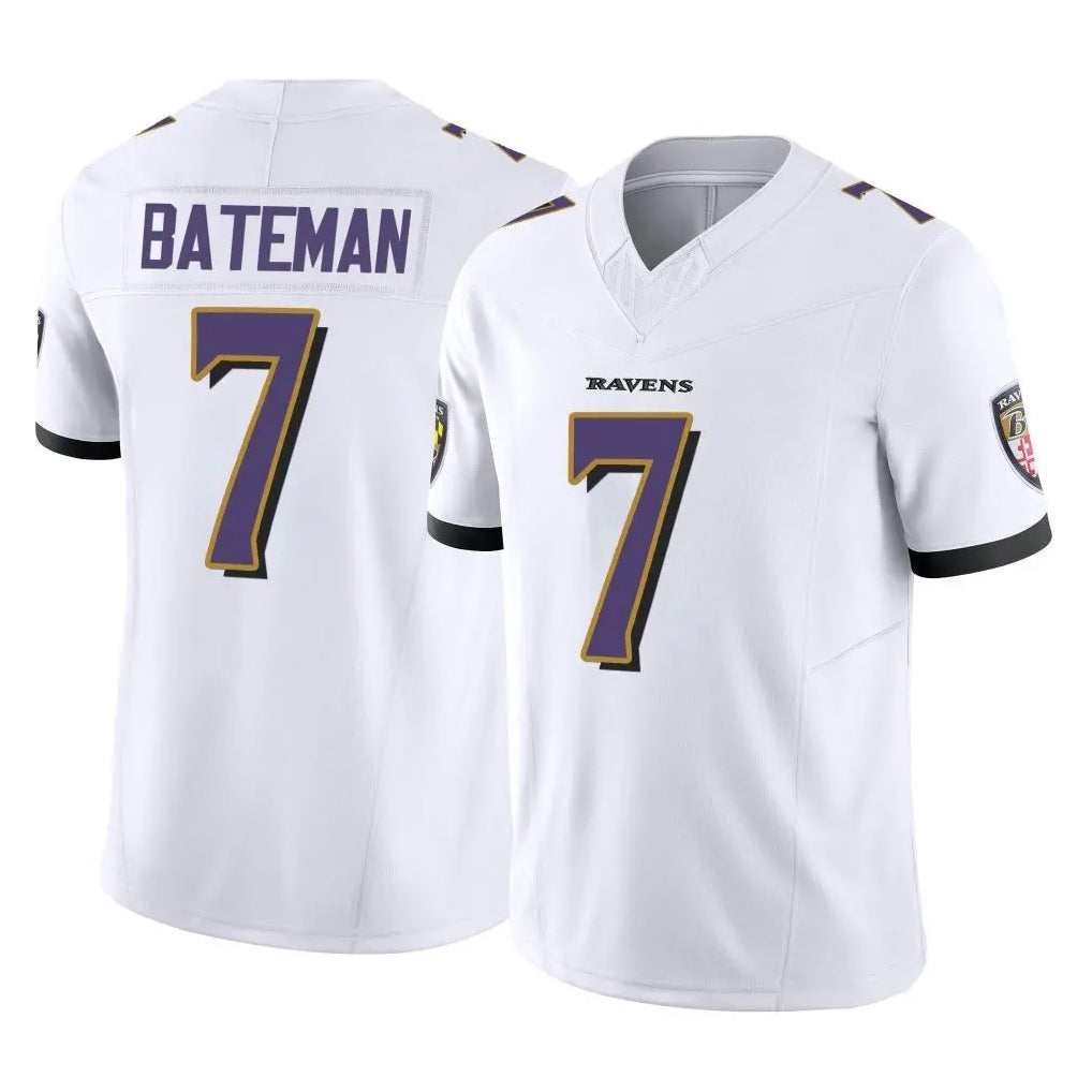 B.Ravens #7 Rashod Bateman Player White Vapor F.U.S.E. Limited Home Game Kdoa Stitched Jerseys