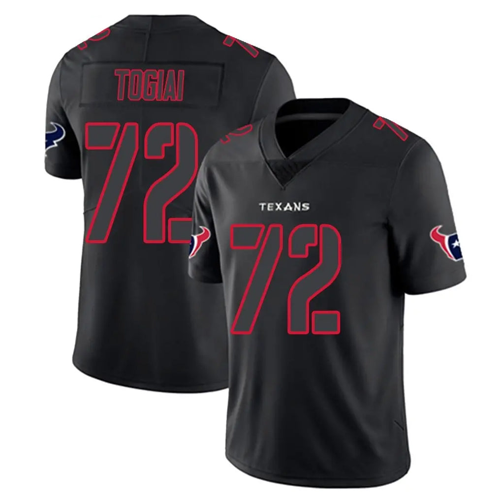 H.Texans #72 Tommy Togiai Player Black Impact Limited Game Kdoa Stitched Jerseys