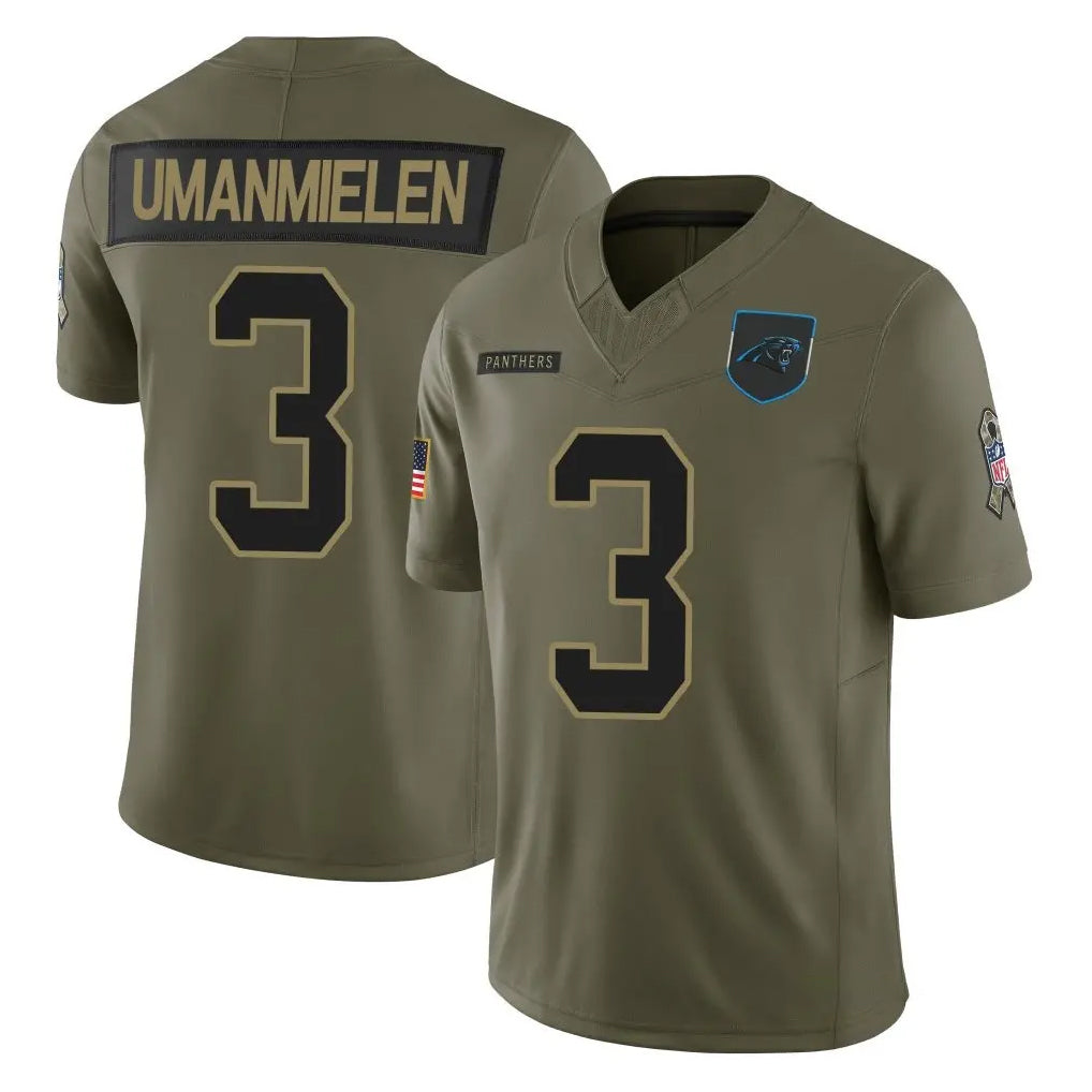 C.Panthers #3 Princely Umanmielen Player Olive 2025 Salute to Service Limited Game Kdoa Stitched Jerseys