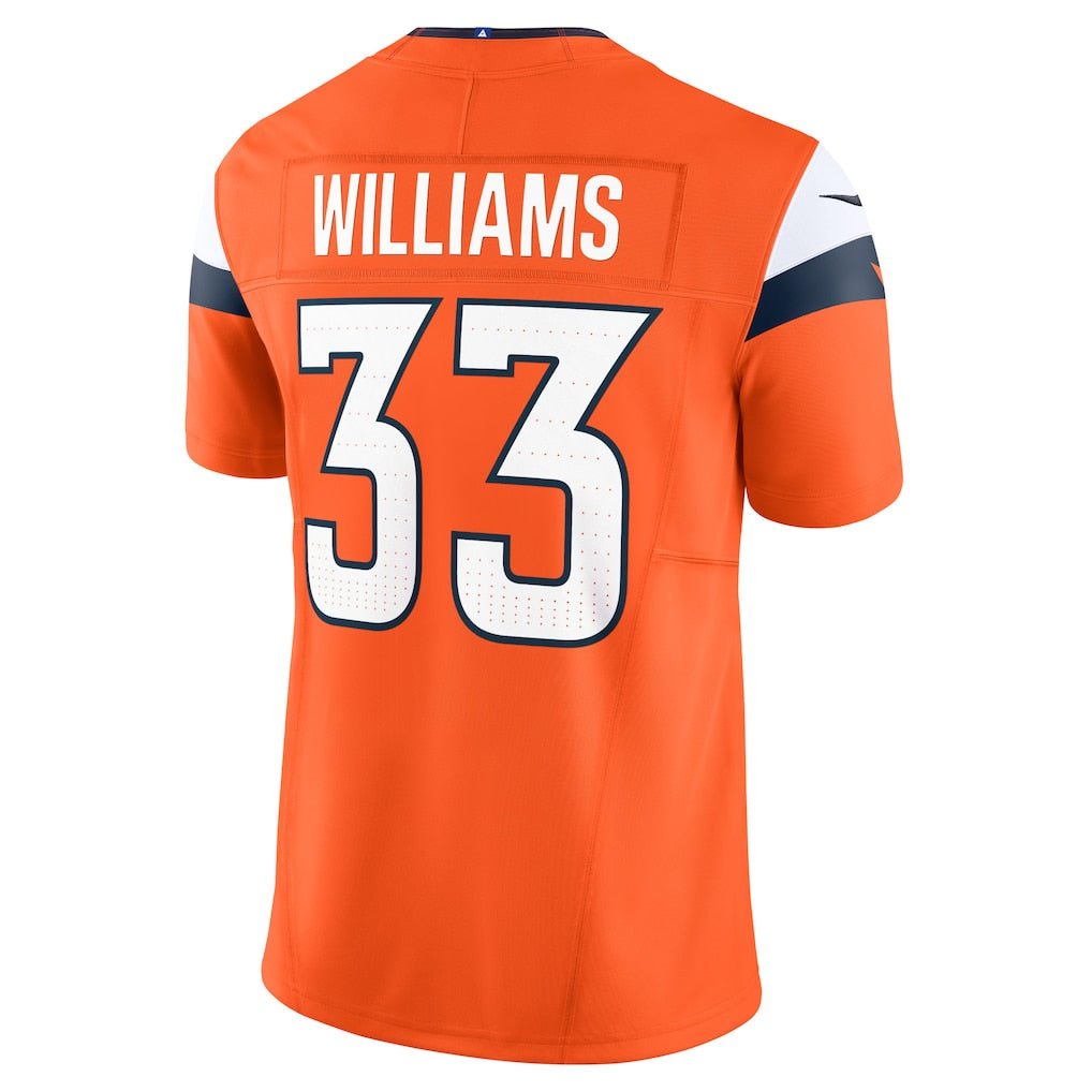 Kdoa D.Broncos #33 Javonte Williams Orange Mile High Collection Vapor F.U.S.E. Limited Jersey