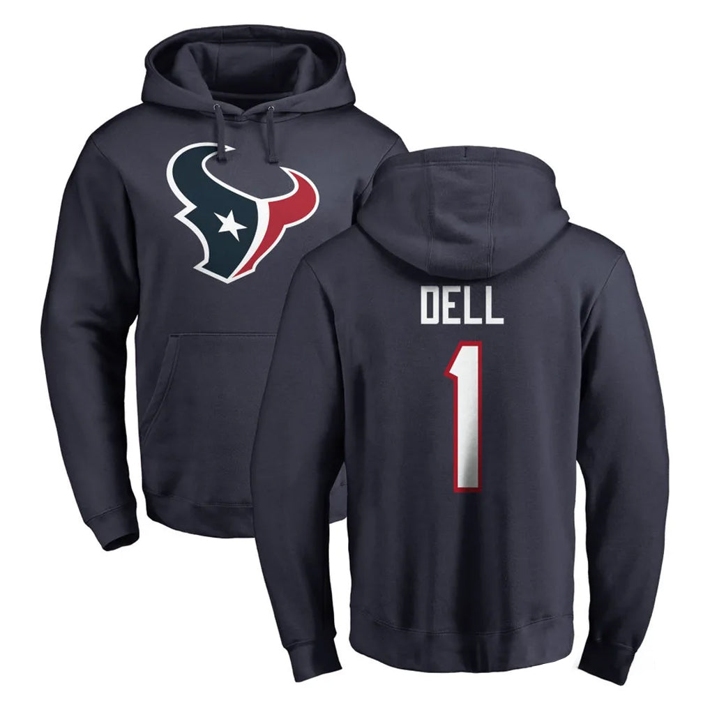 H.Texans #1 Tank Dell Player Navy Pro Line Pullover Hoodie Limited Game Kdoa Stitched Jerseys