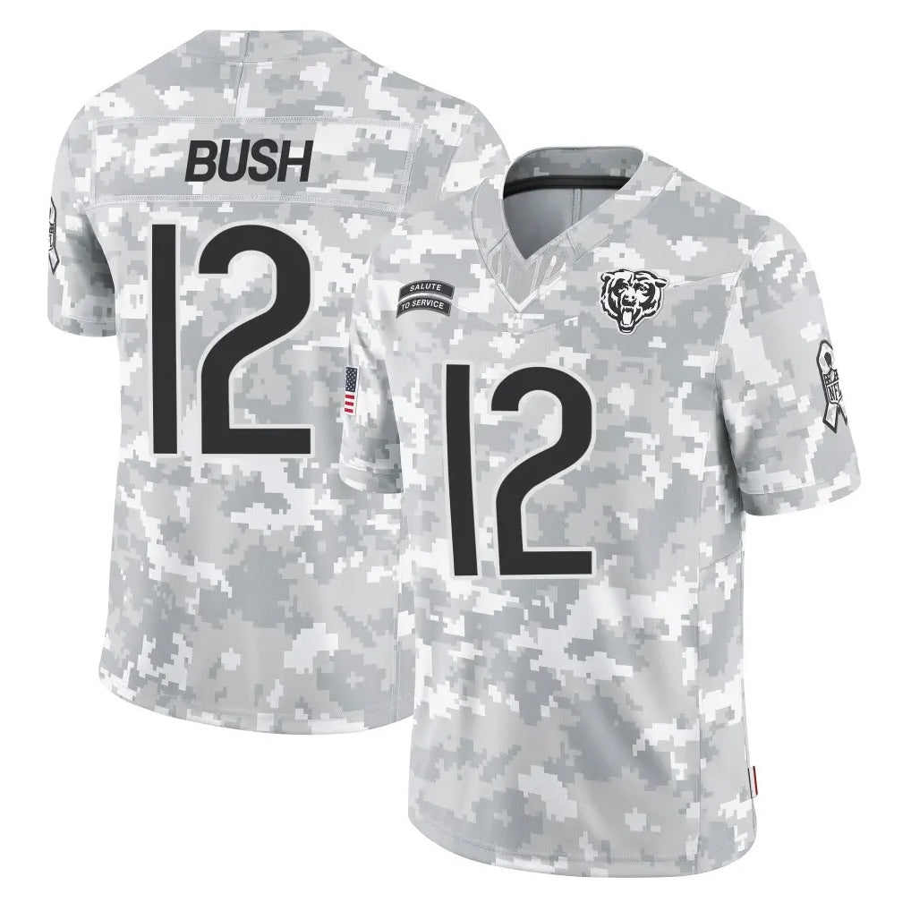C.Bears #12 Devin Bush Player Arctic Camo Salute to Service Limited Kdoa Stitched Jerseys