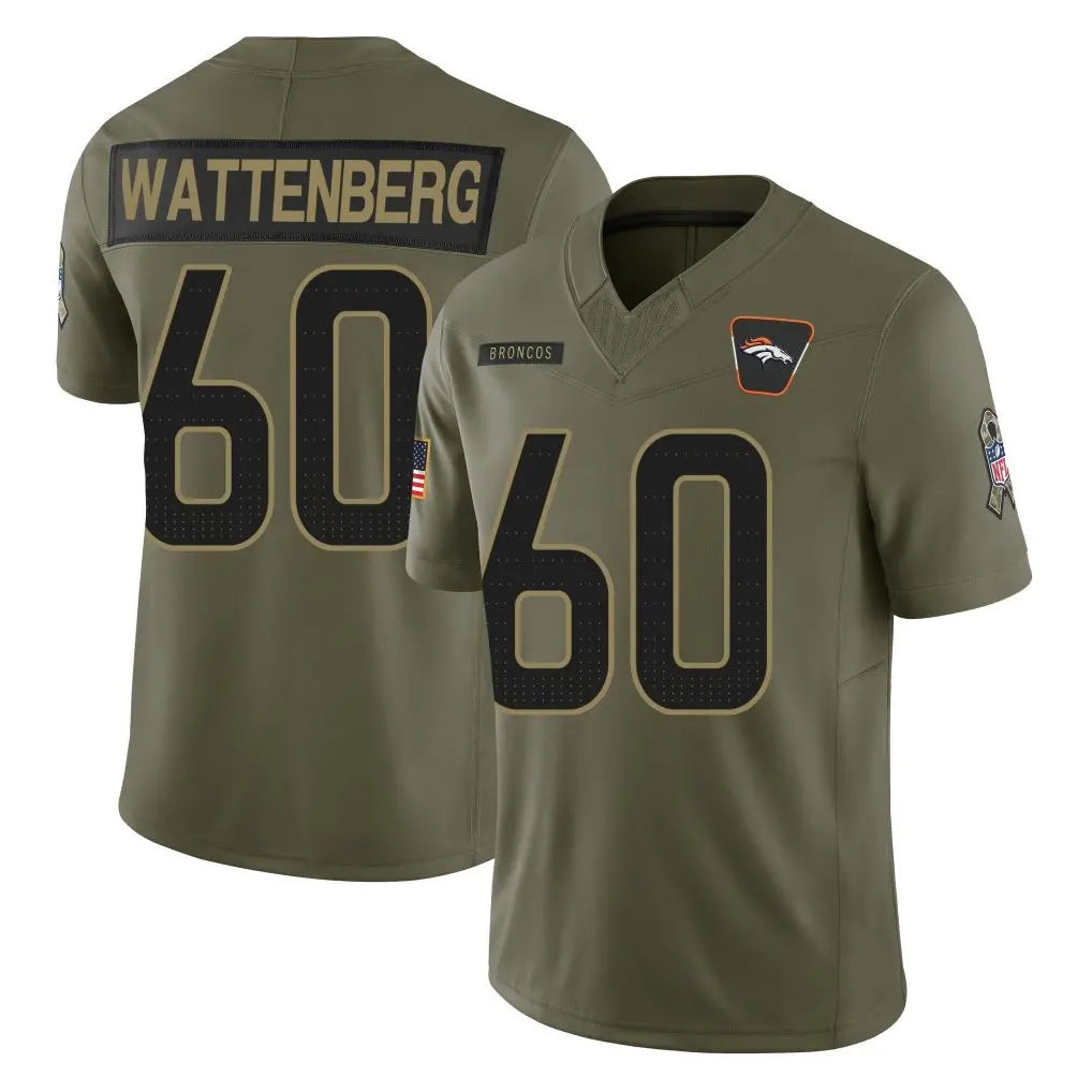 D.Broncos #60 Luke Wattenberg Player Olive 2025 Salute To Service Limited Home Game Kdoa Stitched Jerseys