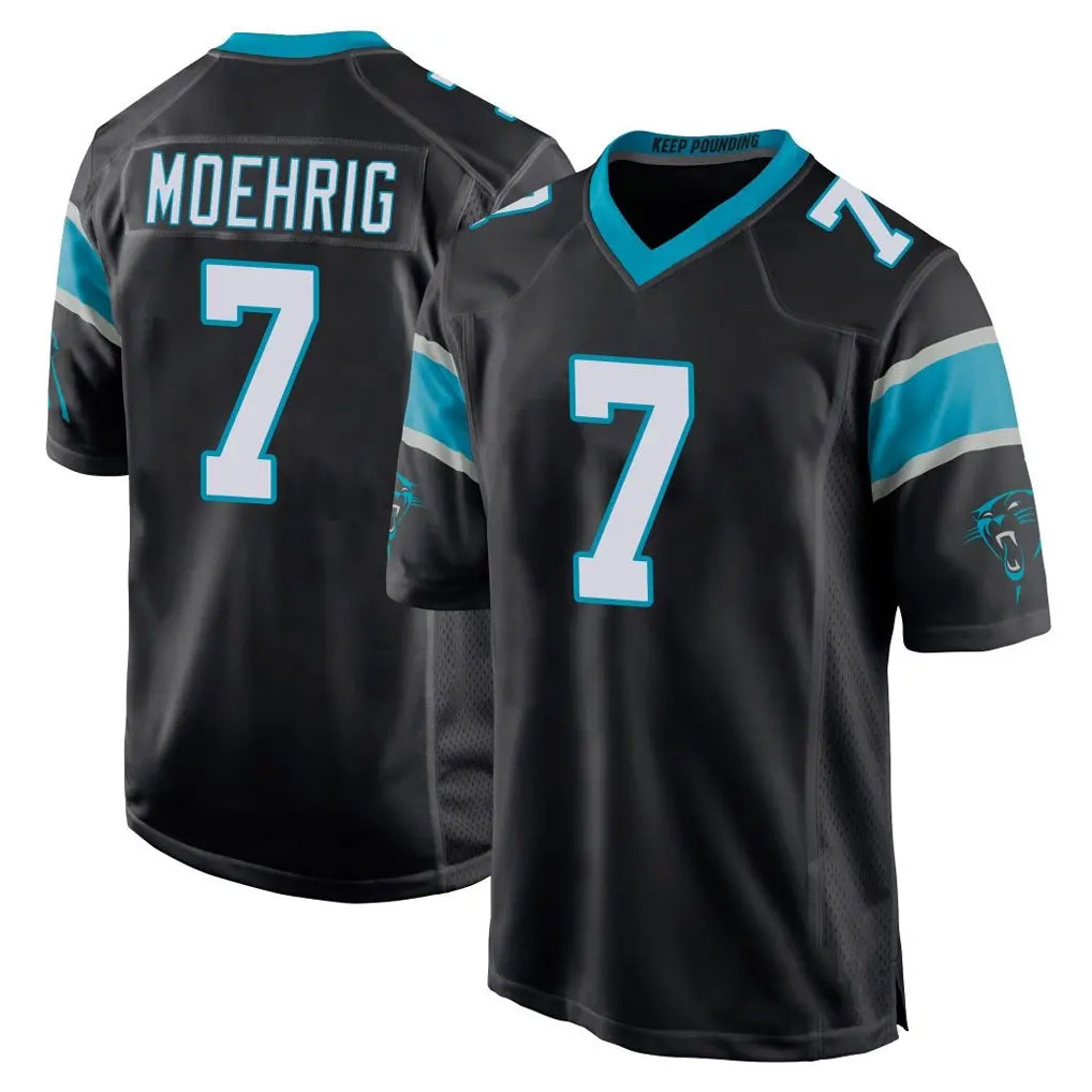 C.Panthers #7 Tre'von Moehrig Player Black Home Game Kdoa Stitched Jerseys