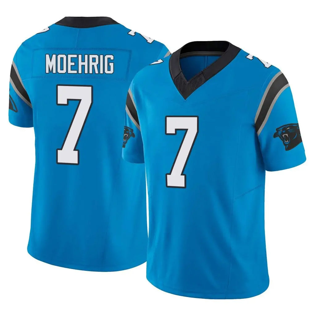 C.Panthers #7 Tre'von Moehrig Player Blue Vapor F.U.S.E. Limited Home Game Kdoa Stitched Jerseys