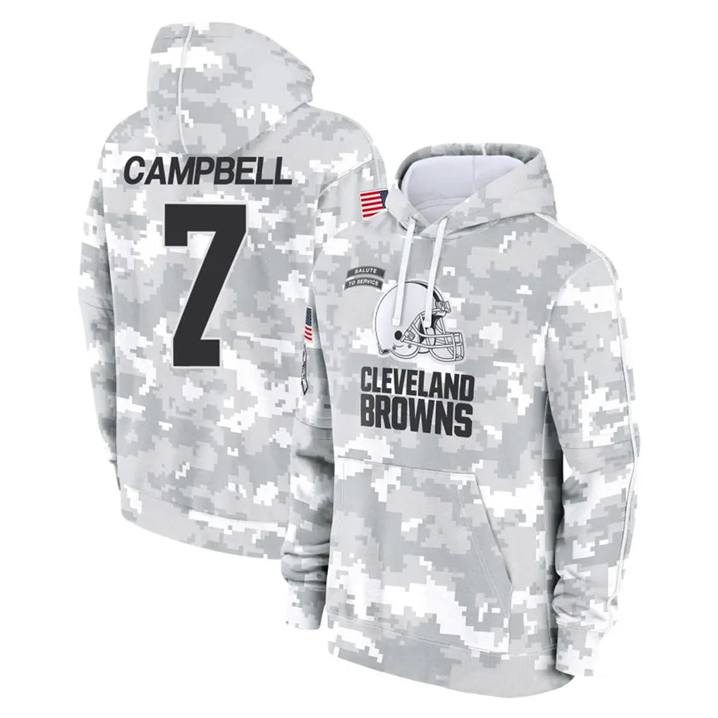 C.Browns #7 Tyson Campbell Player Arctic Camo Salute to Service Hoodies Limited Game Kdoa Stitched Jerseys