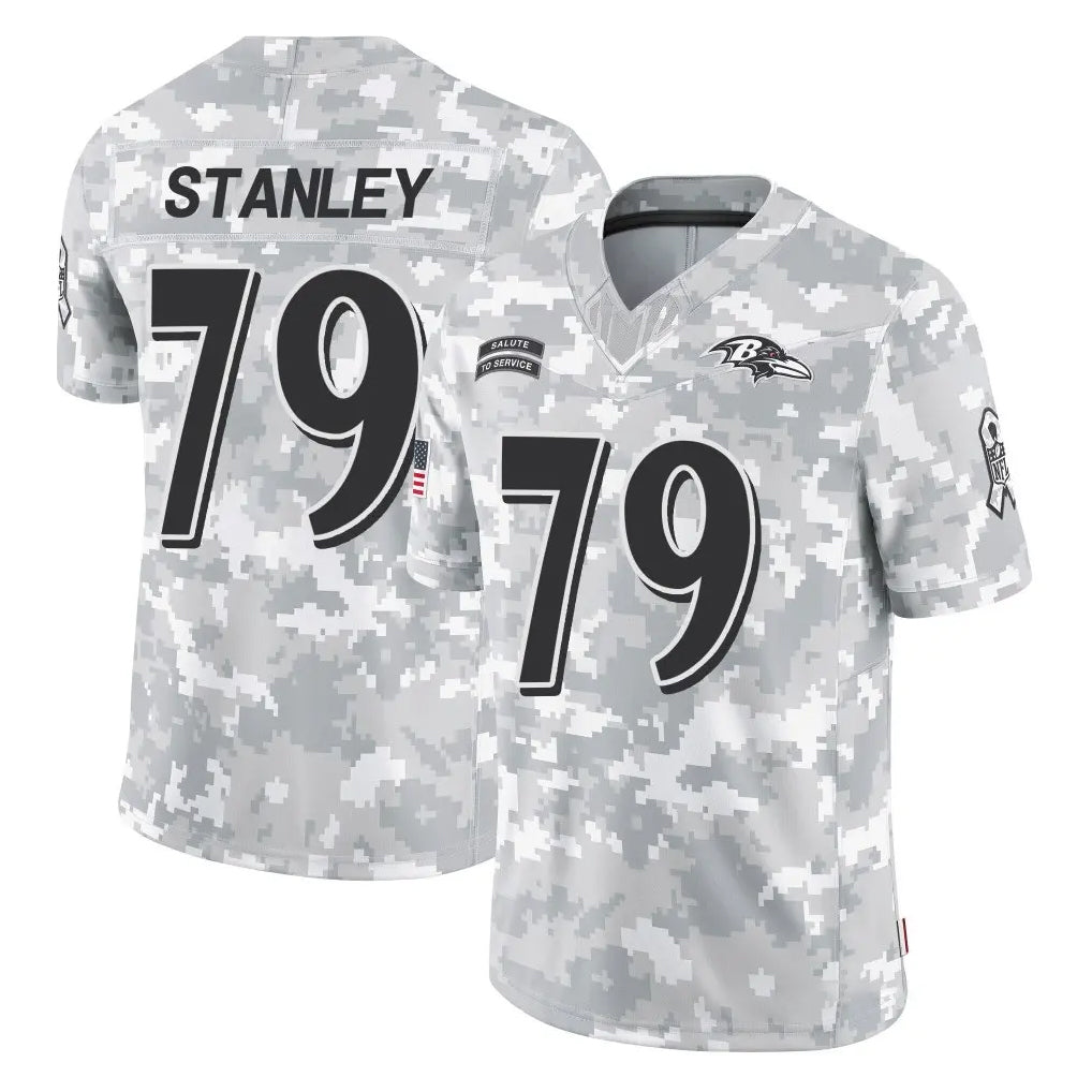 B.Ravens #79 Ronnie Stanley Player Arctic Camo Salute to Service Limited Kdoa Stitched Jerseys