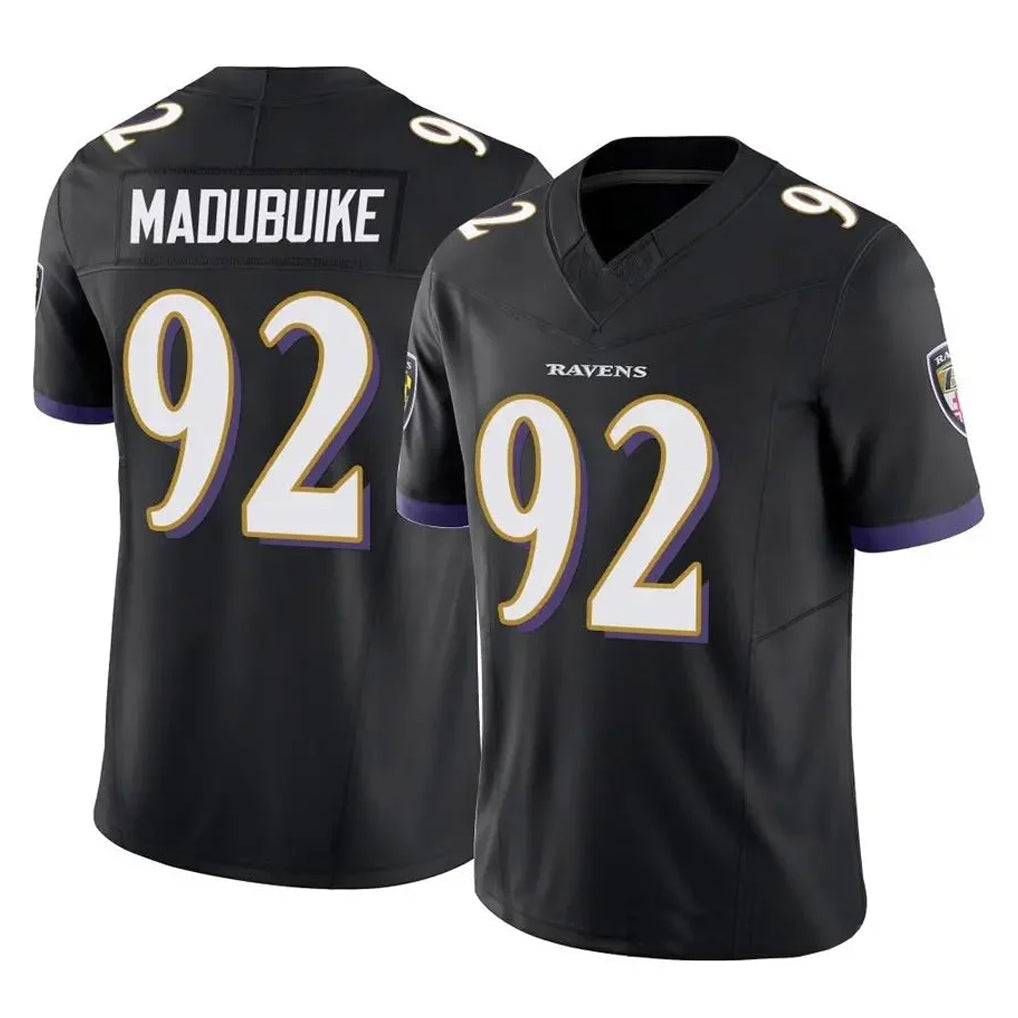 B.Ravens #92 Nnamdi Madubuike Player Black Vapor F.U.S.E. Limited Kdoa Stitched Jerseys
