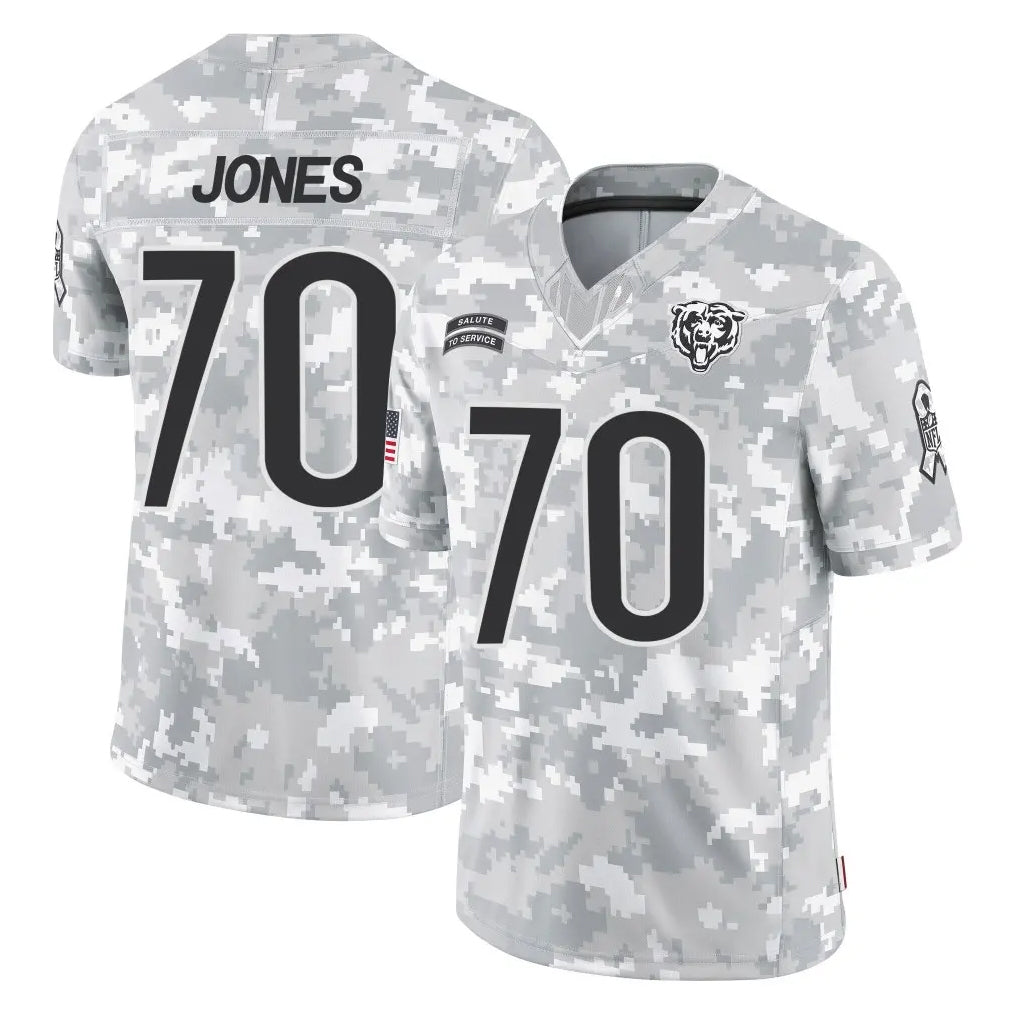C.Bears #70 Braxton Jones Player Arctic Camo Salute to Service Limited Kdoa Stitched Jerseys