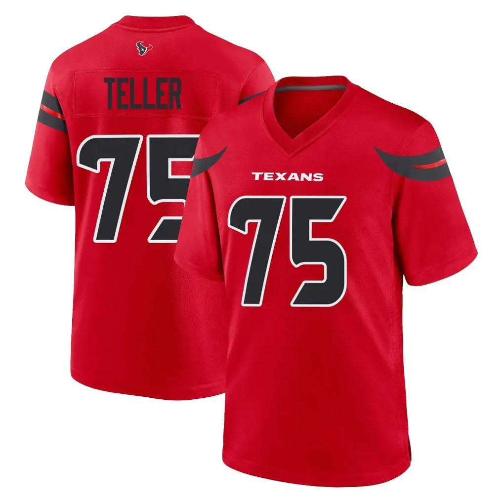 H.Texans #75 Wyatt Teller Player Red Alternate Home Game Kdoa Stitched Jerseys