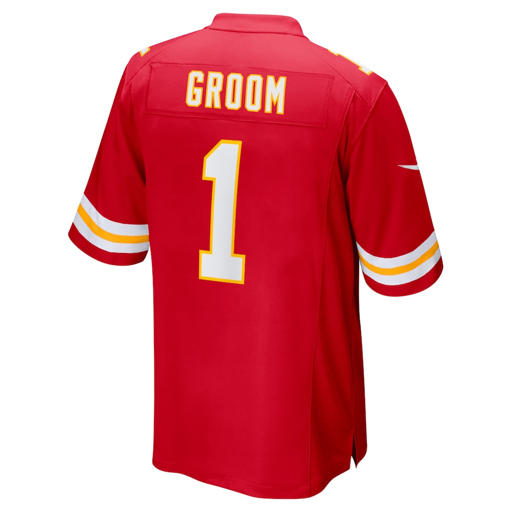 Kdoa KC.Chiefs #1 Groom Red Game Jersey