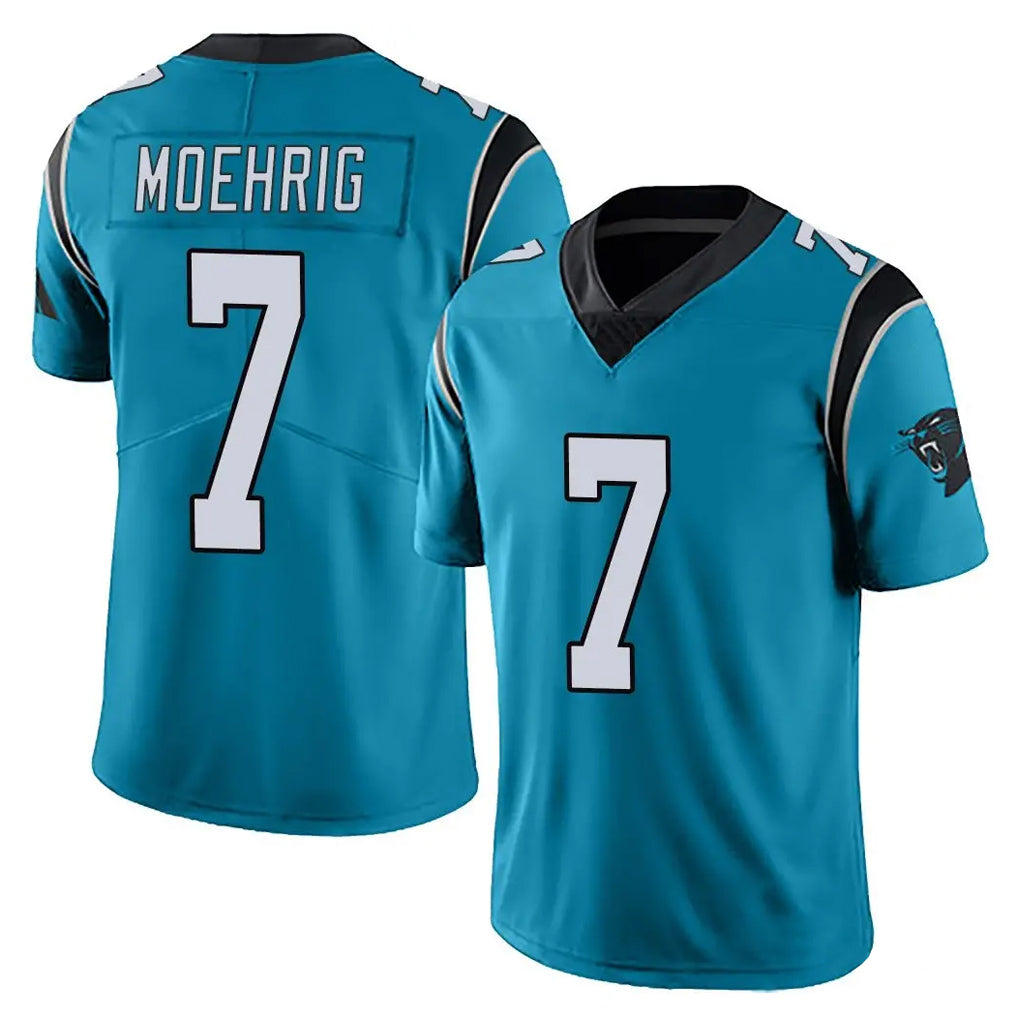 C.Panthers #7 Tre'von Moehrig Player Blue Vapor Untouchable Limited Game Kdoa Stitched Jerseys