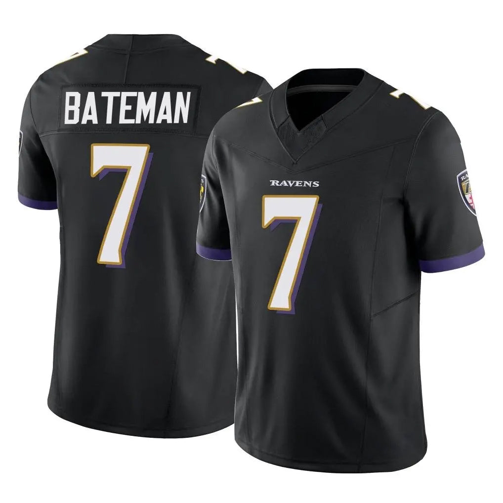 B.Ravens #7 Rashod Bateman Player Black Vapor F.U.S.E. Limited Kdoa Stitched Jerseys