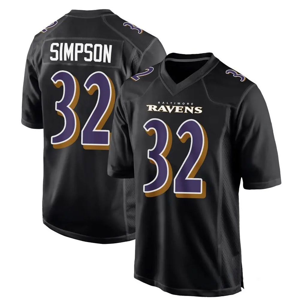 B.Ravens #32 Trenton Simpson Player Black Carbon Fashion Home Game Kdoa Stitched Jerseys