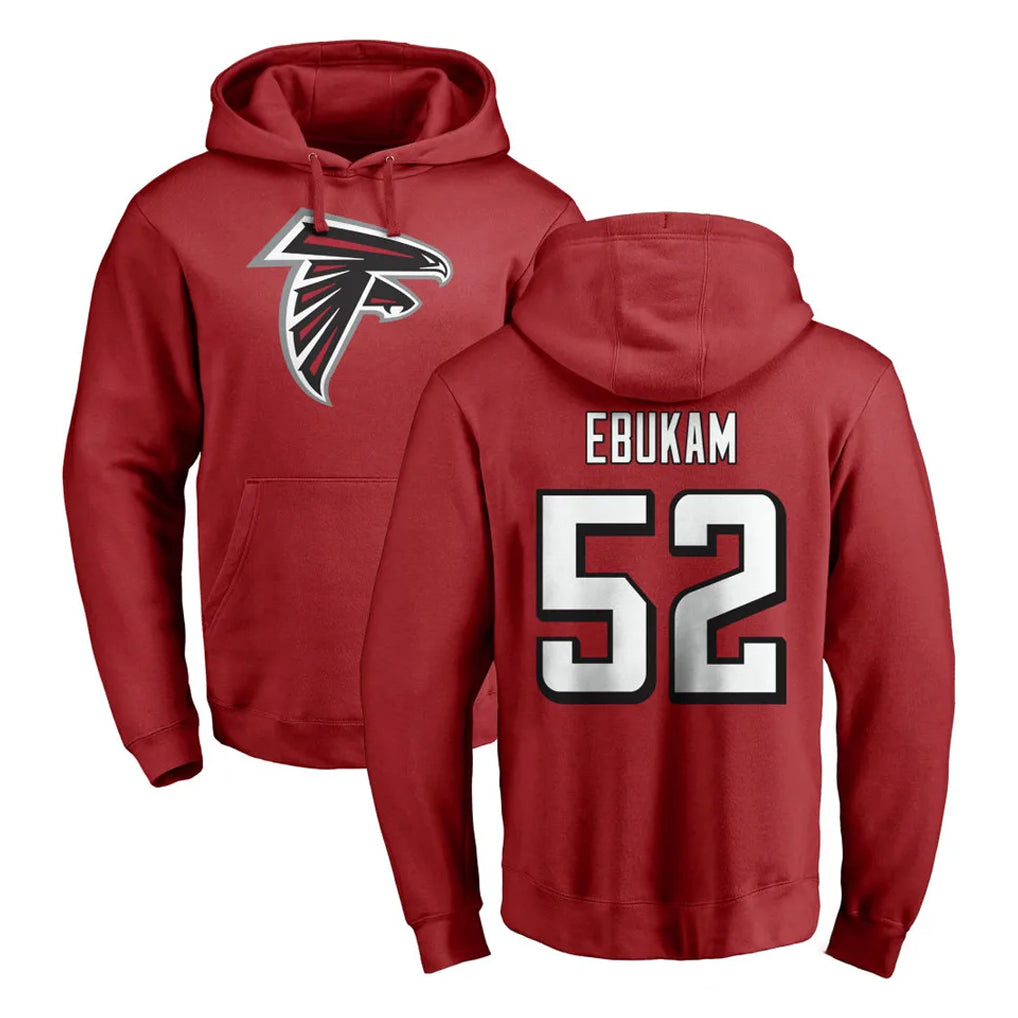A.Falcons #52 Samson Ebukam Player Red Pullover Hoodies Home Game Kdoa Stitched Jerseys