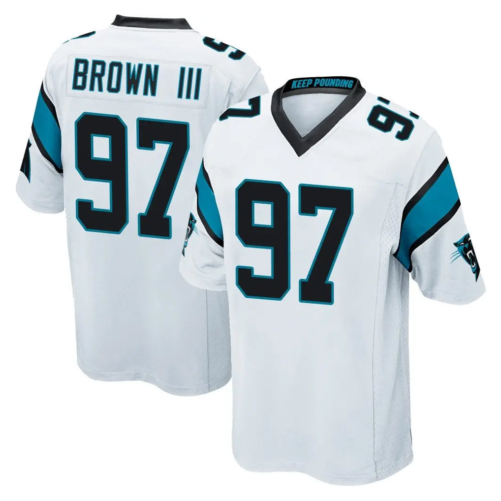 C.Panthers #97 Bobby Brown III Player White Game Kdoa Stitched Jerseys