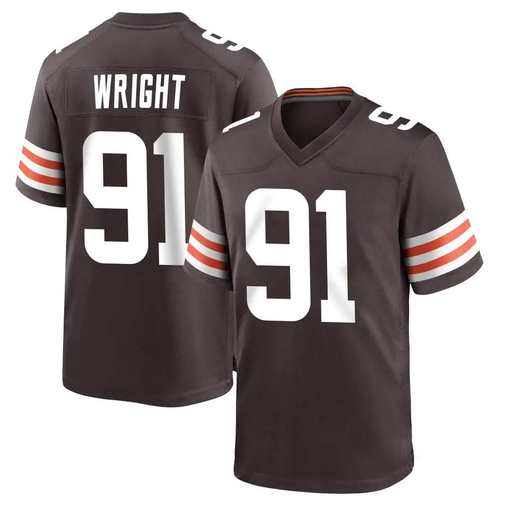 C.Browns #91 Alex Wright Player Brown Home Game Kdoa Stitched Jerseys