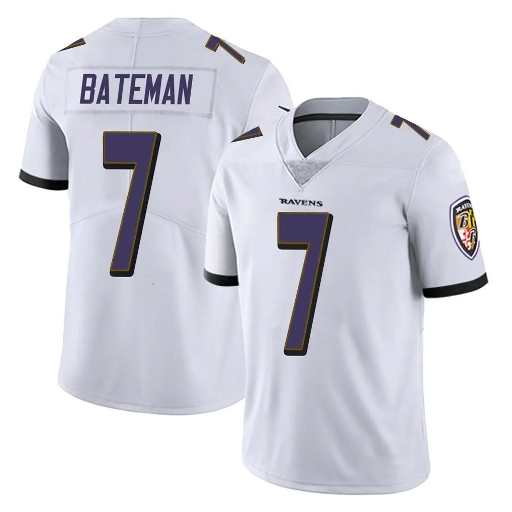 B.Ravens #7 Rashod Bateman Player White Vapor F.U.S.E. Limited Kdoa Stitched Jerseys