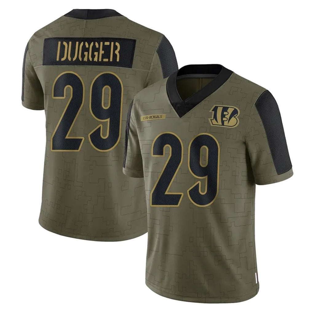 C.Bengals #29 Kyle Dugger Player Olive Salute to Service Game Kdoa Stitched Jerseys
