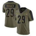 C.Bengals #29 Kyle Dugger Player Olive Salute to Service Game Kdoa Stitched Jerseys