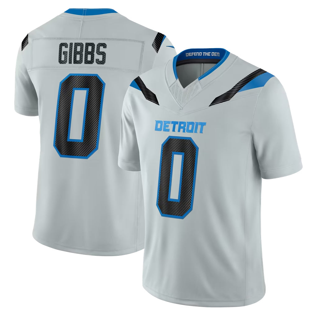 D.Lions #0 Jahmyr Gibbs Player Silver Limited 2026 Rivalries Collection Home Game Kdoa Stitched Jerseys