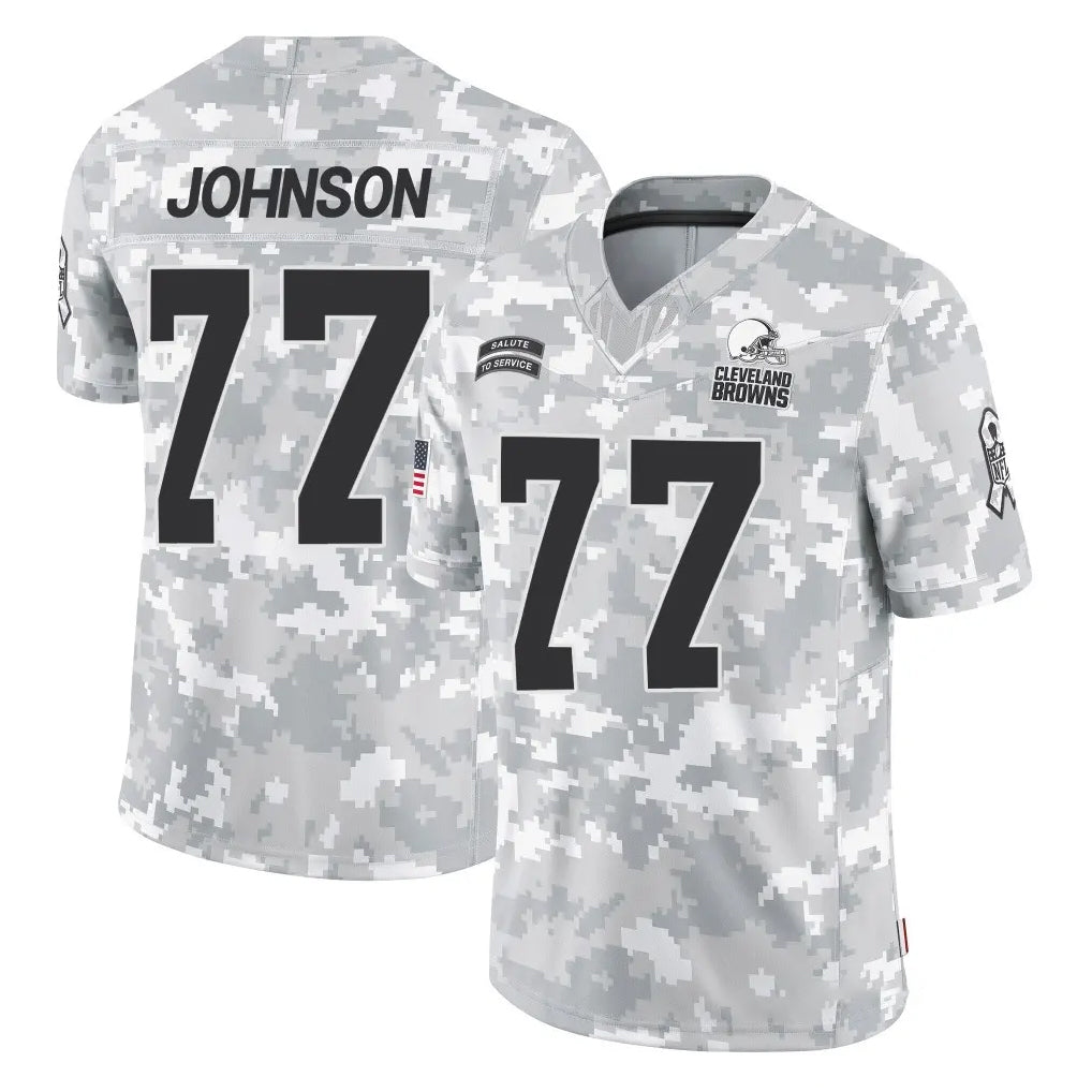 C.Browns #77 Zion Johnson Player Arctic Camo Salute to Service Limited Home Game Kdoa Stitched Jerseys