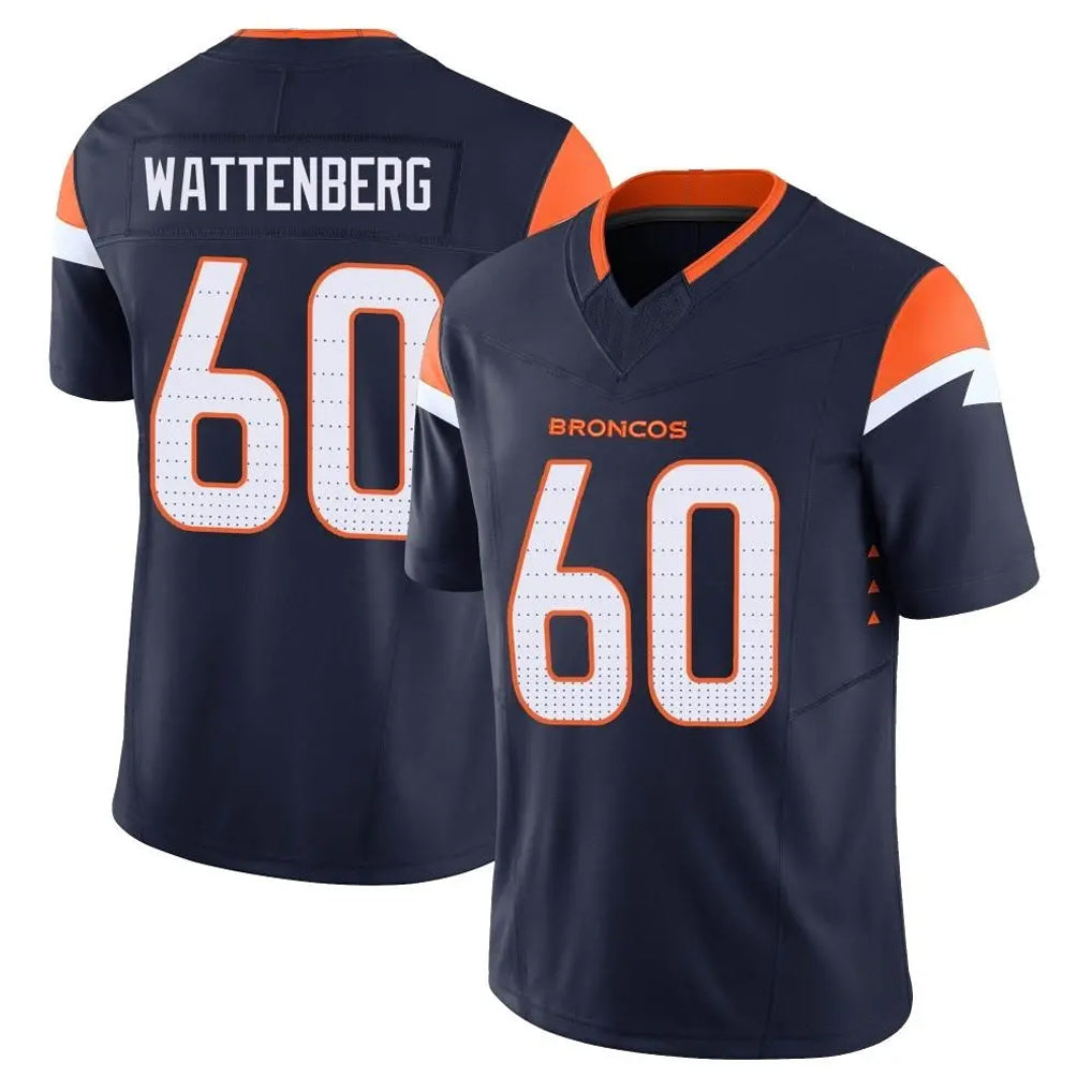 D.Broncos #60 Luke Wattenberg Player Navy Limited Vapor F.U.S.E. Home Game Kdoa Stitched Jerseys