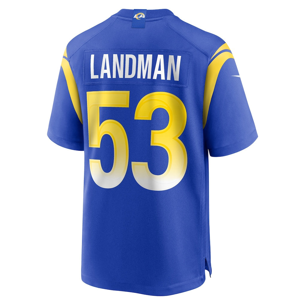 Kdoa LA.Rams #53 Nate Landman Royal Team Game Jersey