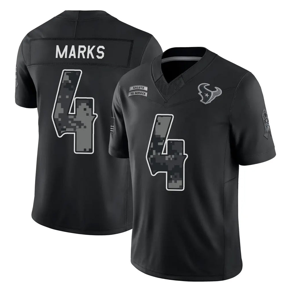 H.Texans #4 Woody Marks Player Black Limited 2026 Salute to Service Home Game Kdoa Stitched Jerseys