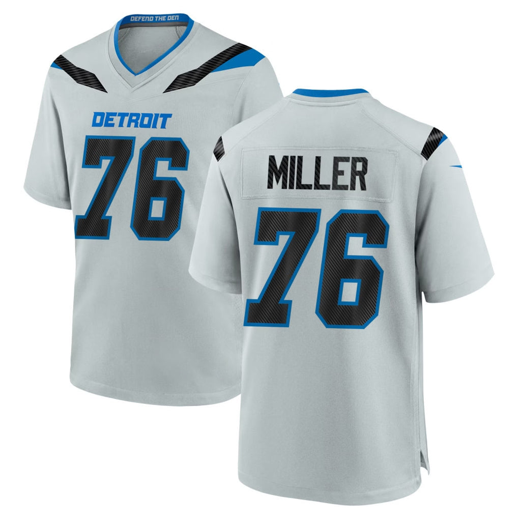 D.Lions #76 Blake Miller Player Silver 2026 Rivalries Collection Home Game Kdoa Stitched Jerseys